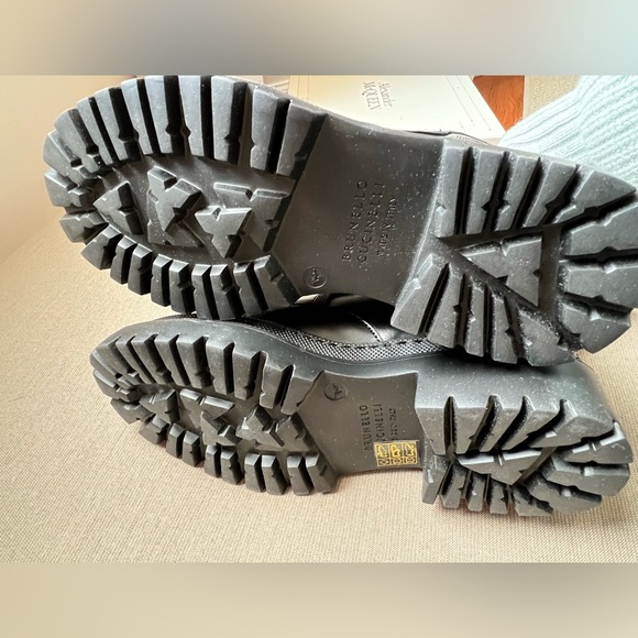 Brunello Cucinelli Black Leather Combat Boots with monili size 37.5 - Picture 5 of 10